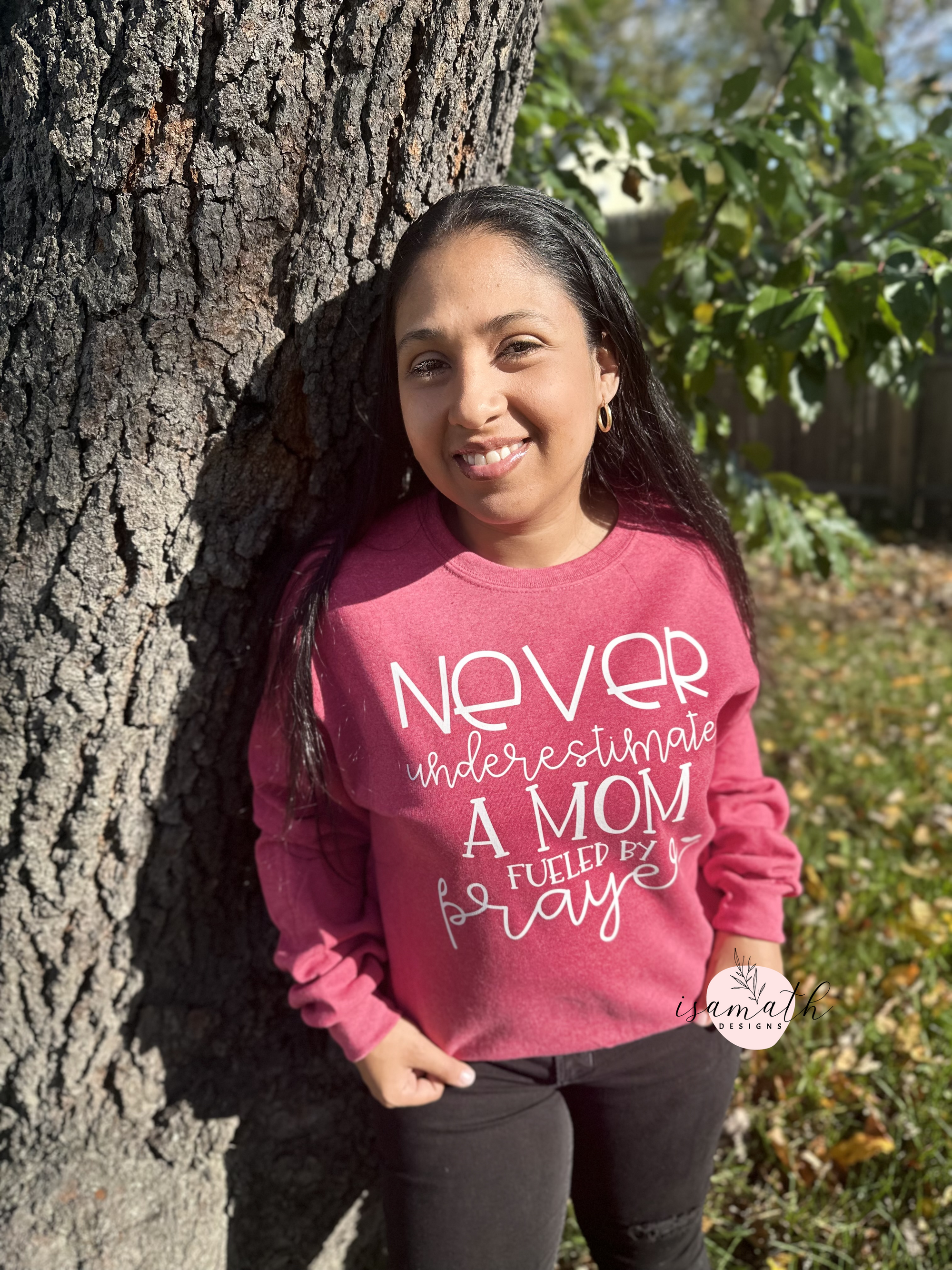 Never underestimate a mom fueled by prayer - sweatshirt